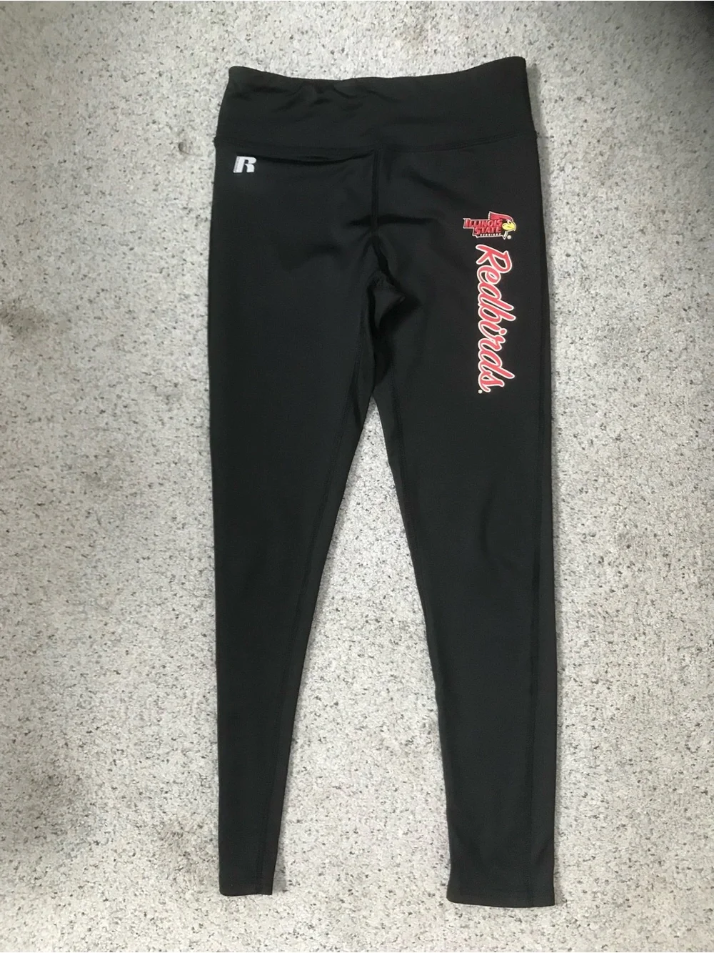 Russell Athletic Black Top with White Logo Print. Illinois State Redbirds